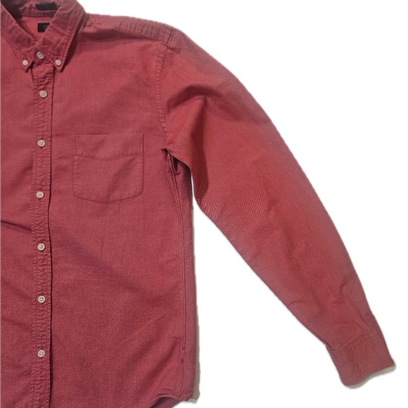 J Crew Oxford Shirt Mens Medium Red Slim Fit Button Down Long Sleeve Cotton - Picture 5 of 6